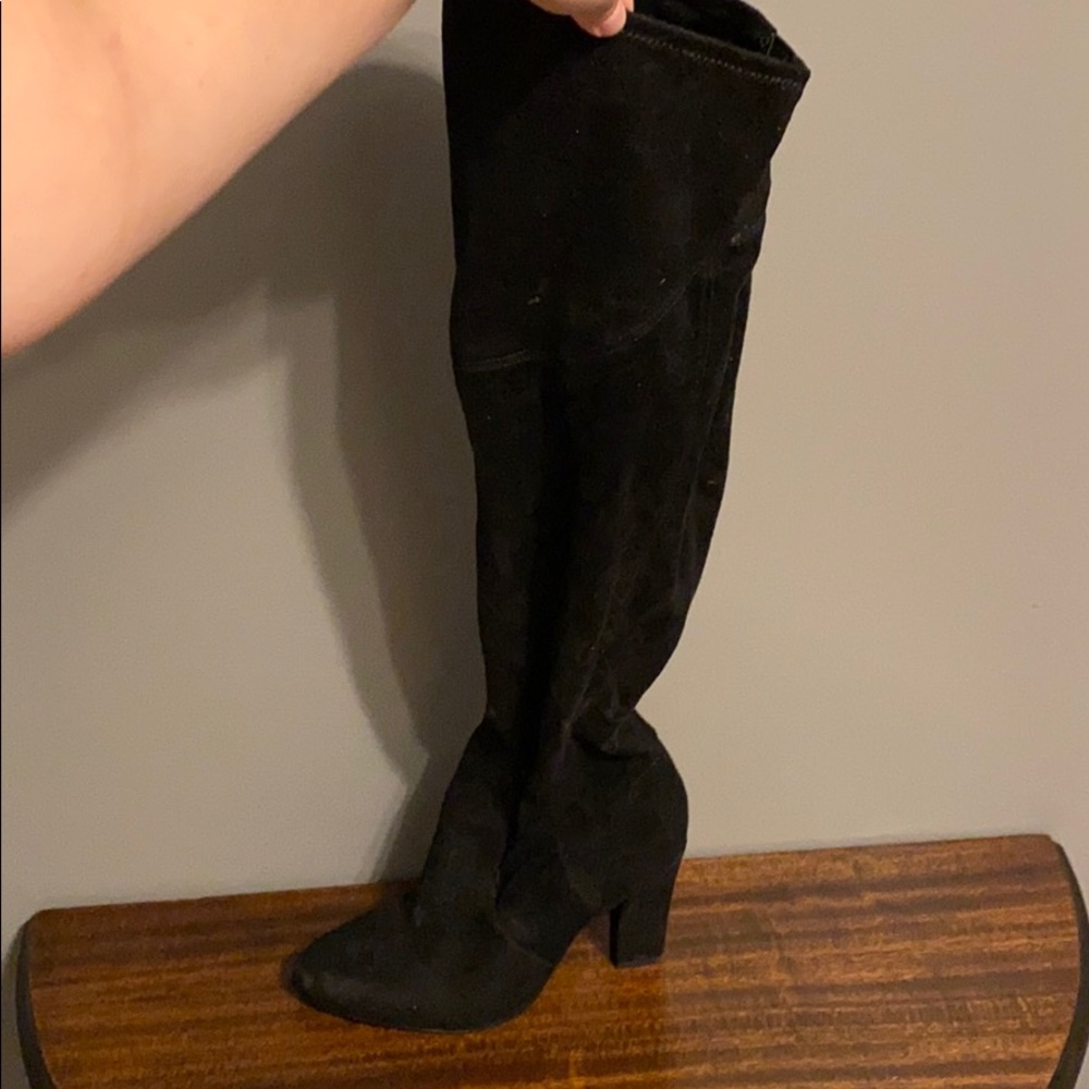 Faux suede thigh high boots